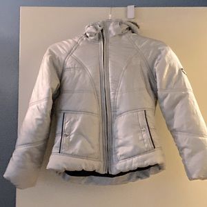 Kids’ winter jacket with hood with faux fur trim
